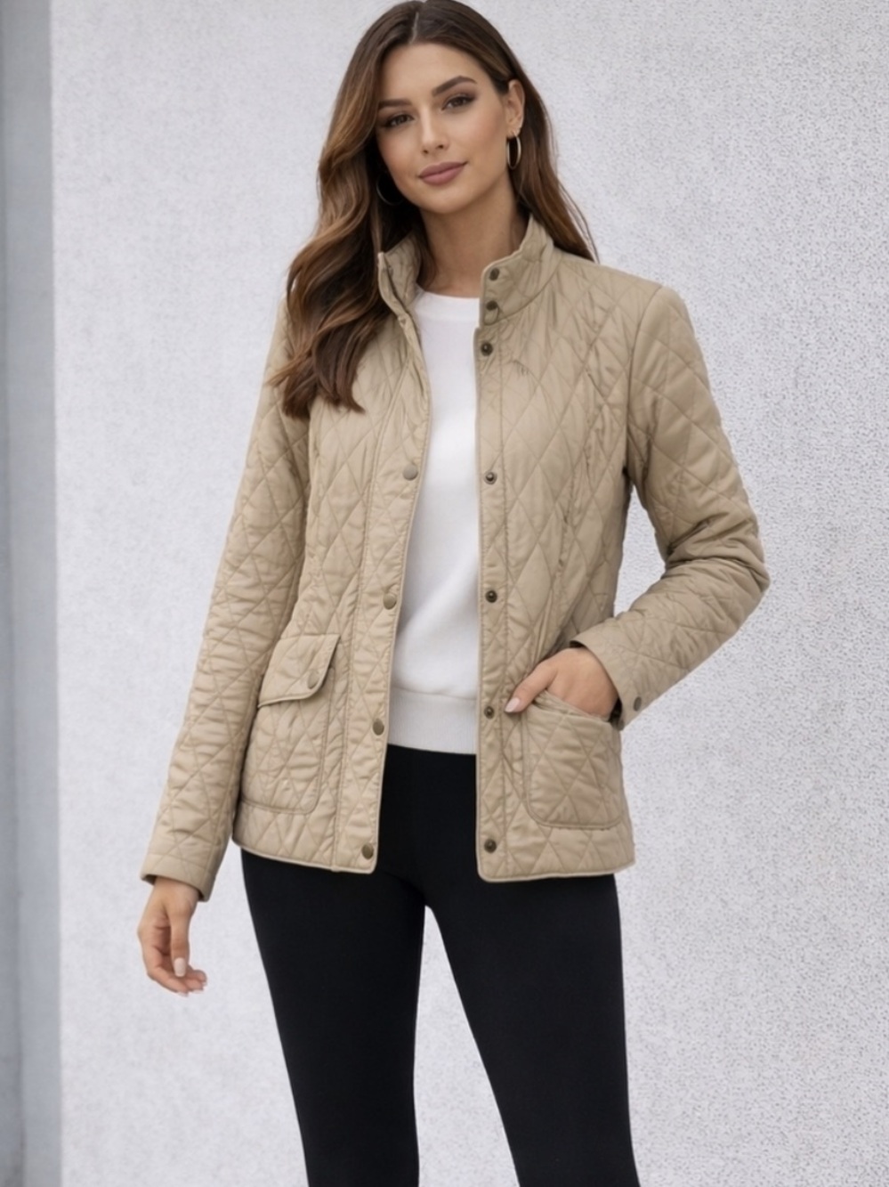 Barbour Jacket Flyweight Cavalry Quilted in Khaki Tan